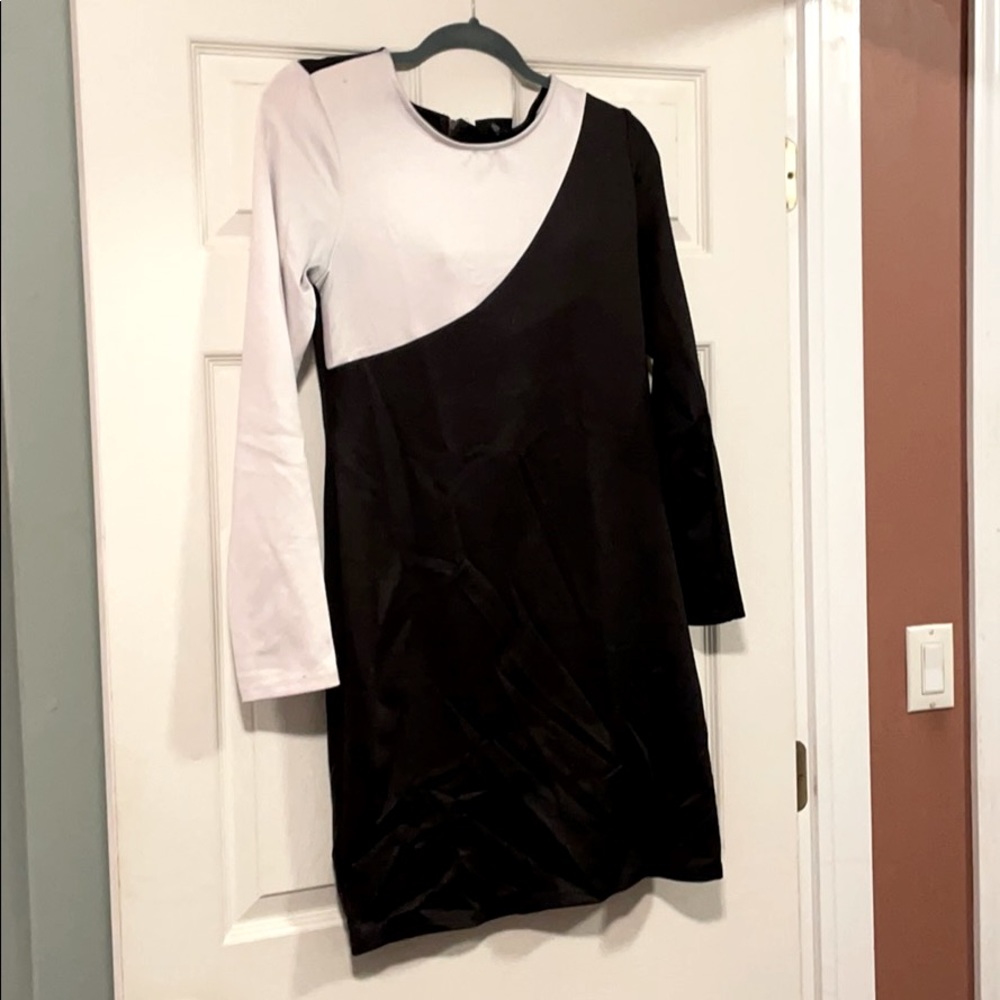 Long sleeve black and white dress